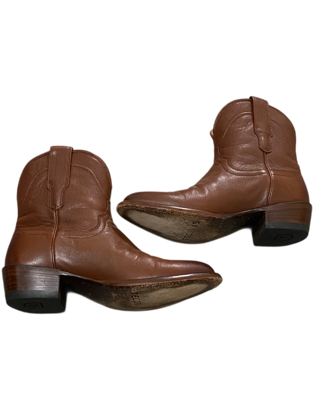 Tecovas The Penny Roper Boots Brown Leather Sz 7 B Cowgirl Western Rodeo